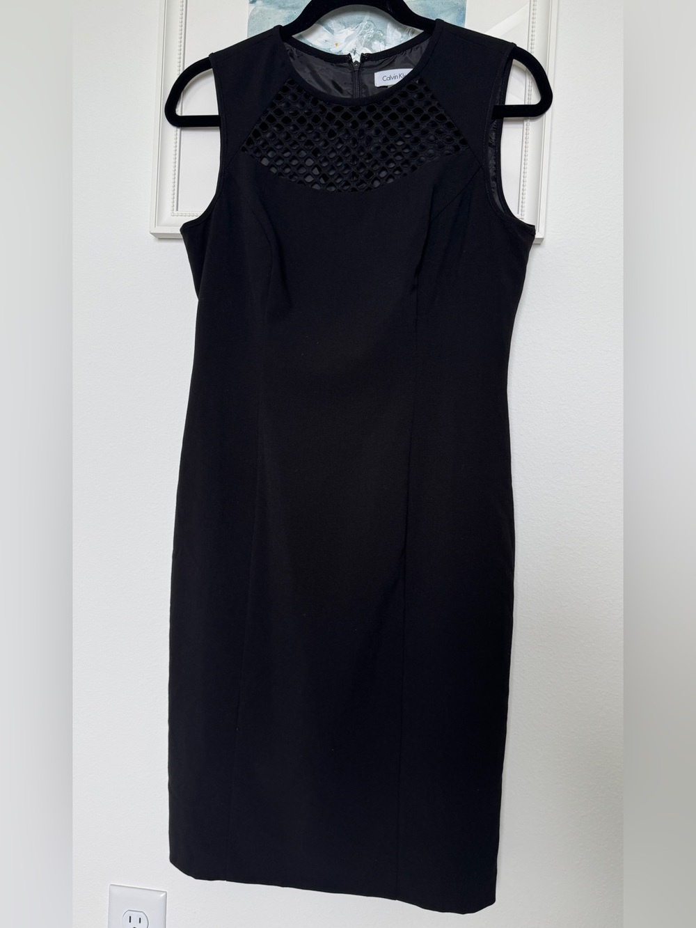 Calvin Klein Black Sleeveless Dress with Lattice Detail NWOT